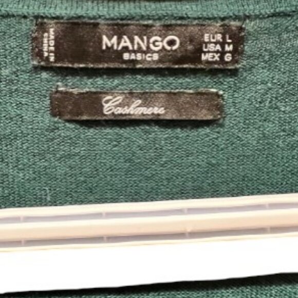 Mango green V-neck cashmere sweater size L - Picture 4 of 5